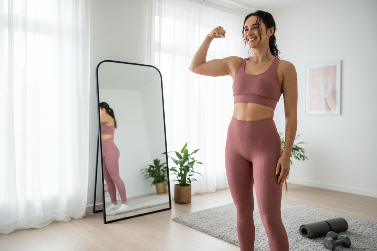 Person feeling confident after a home workout