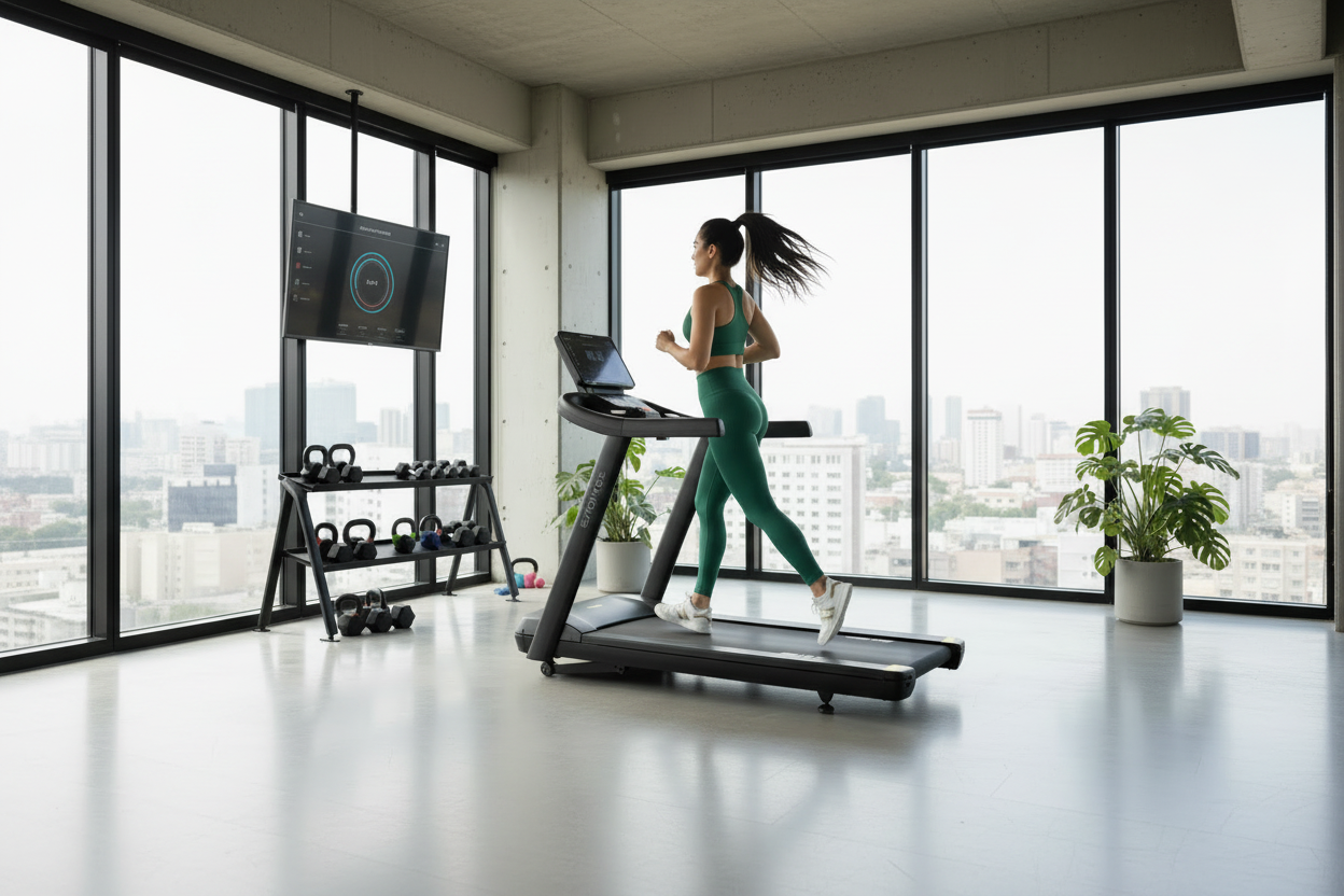 Woman running on treadmill